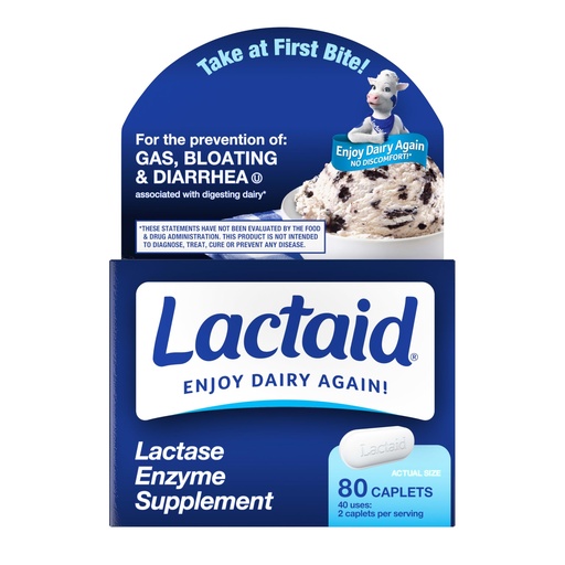 [BRSRGAACBZYA233H] Lactaid Lactase Enzyme Supplement 80ct Caplet + Lactase Enzyme 4500, Dairy Digestive Supplement to Help Prevent Gas, Bloating & Diarrhea Due to Lactose Sensitivity, 80 ct