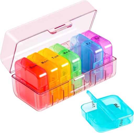 [BRSRMFL5CEOR4ELU] Zoksi Weekly Pill Organizer 2 Times a Day, Pink 7 Day Am Pm Pill Box, Daily Am Pm Pill Organizer 7 Day, Portable Vitamin Pill Case, Weekly Pill Box for Fish Oils, Vitamin, Supplement