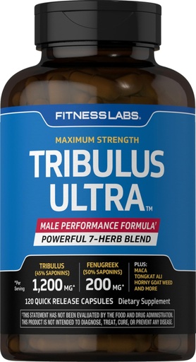 [BRSRAYD2OZ6WKD3L] Fitness Labs Tribulus Terrestris for Men | 120 Capsules | Extract Supplement | Complex Blend with Maca, Tongkat Ali, Horny Goat Weed | Maximum Strength | Non-GMO, Gluten Free