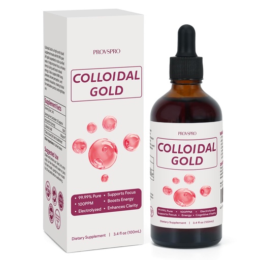 [BRSREA34CMBBYFLJ] Colloidal Gold 100ppm - 99.99% Pure, 24K Gold - Nano-Gold Particles - Natural Electrolyte - Boosts Immune Function, Enhances Focus and Clarity - 4 oz