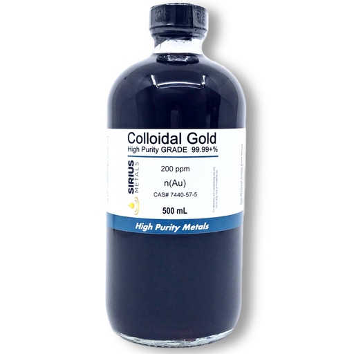 [BRSRAZT5OYFQ43Q3] True Colloidal Gold (200 ppm) - 99.99+% Purity - 500 mL (16.9 Fl Oz) in a Clear Glass Bottle