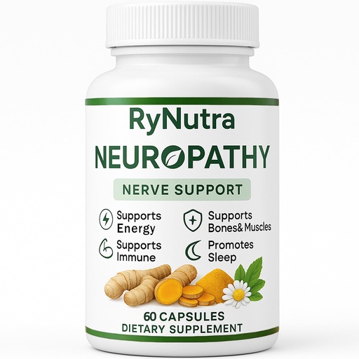 [BRSRECT2OR7GCHTV] Rynutra Nerve Support Supplement, Capsules for Neuropathy with CoQ10, Turmeric, L-Carnitine, Butcher’s Broom, Alpha Lipoic Acid, Enhance Nerve Calming, Promote Overall Well-Being, 60 Capsules