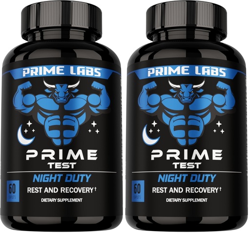 [BRSRGGT2PMCA2FL5] Prime Labs Night Duty - Nighttime Testosterone Booster & Sleep Support - PM Rest & Muscle Recovery Supplements - 60 Count (Pack of 2)