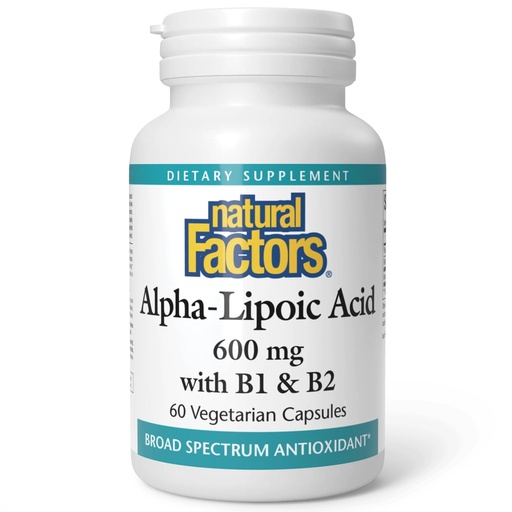 [BRSRAZQ3BZ6BOYDP] Natural Factors Alpha-Lipoic Acid with B1 & B2 - Antioxidant Support* - Non-GMO - 60 Vegetarian Capsules