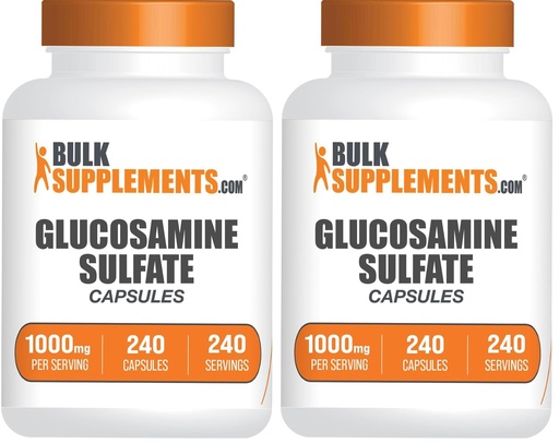 [BRSREAA6CJ5AYFDV] BulkSupplements.com Glucosamine Sulfate Capsules - Glucosamine Supplement, for Joint Support - Glucosamine Sulfate 1000mg, Gluten Free, 1 Capsule per Serving, 240 Capsules (Pack of 2)