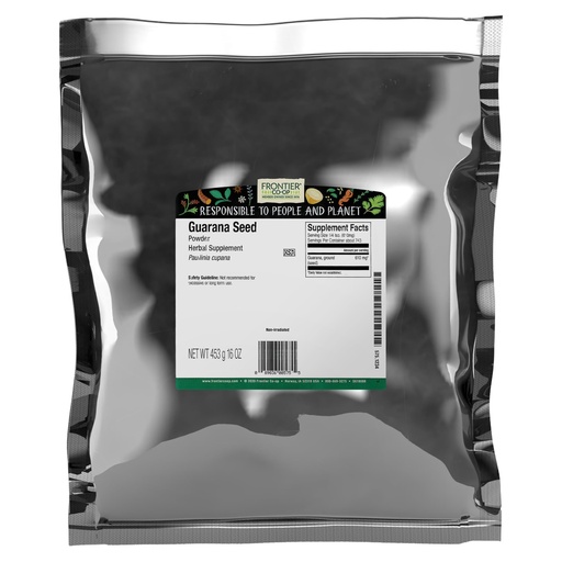 [BRSWIYQ4DIFGMC3G] Frontier Co-op Guarana Powder, 1lb Bulk Bag - Pure Powder from Natural Guarana Seeds, Ideal for Energizing Beverages & Guarana Drinks, Kosher