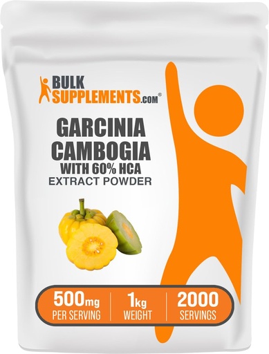 [BRSWIGA4AINRSAD6] BulkSupplements.com Garcinia Cambogia Extract Powder - 60% HCA, from Garcinia Cambogia Fruit, Herbal Supplement - Gluten Free, 500mg per Serving, 1kg (2.2 lbs) (Pack of 1)