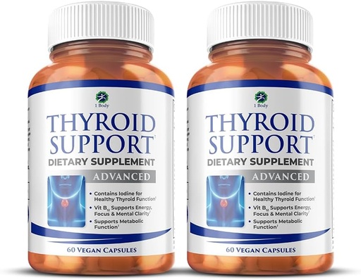 [BRSRMAAYCB7QGDTX] 1 Body Thyroid Support Supplement, 90-Day Supply, 2 Pack with B12, Iodine, Zinc, Selenium, Ashwagandha, Non-GMO Vegetarian Formula