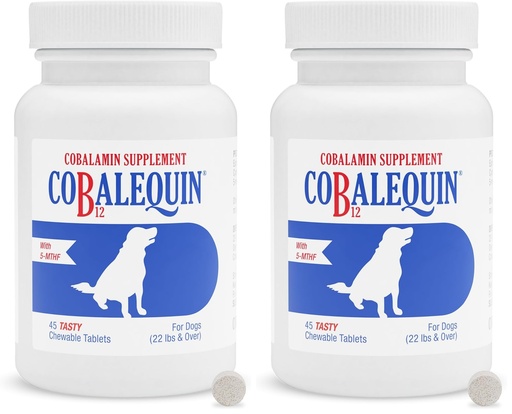 [BRSRGGQNO4FQOELJ] Nutramax Laboratories Cobalequin B12 Supplement for Medium to Large Dogs,45 Chewable Tablets,Hydrolyzed Chicken,2.08 Ounces,(Pack of 2)