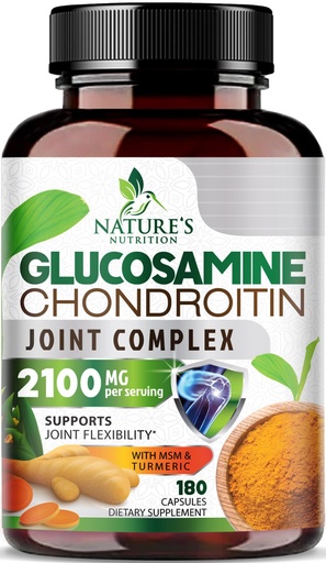 [BRSWGZADOF7AI3LF] Glucosamine Chondroitin MSM - Joint Support Supplement for Cartilage And Flexibility Support - Triple Strength Glucosamine Supplements with Turmeric For Men and Women, Gluten Free - 180 Capsules