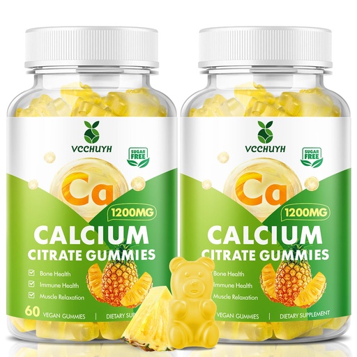 [BRSREFIHCQPWACY2] Calcium Citrate Gummies 1200 mg, Sugar Free Calcium Gummies for Adults & Kids, Chewable Calcium Supplements for Women, Bone & Immune Support, Pineapple Flavor 120 Count