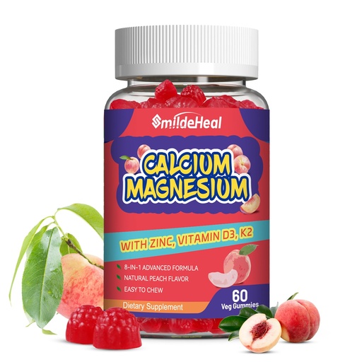 [BRSRAGDROR6A2CA3] Calcium Magnesium Gummies 600MG, Calcium Magnesium Zinc Gummies with Vitamin D3 - High Absorption Complex Calcium Supplement, Vegan, 60 Counts