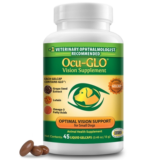 [BRSWKZIDA4AAY3LY] Ocu-GLO Vision Supplement for Small Dogs by Animal Necessity with Lutein, Omega-3 Fatty Acids, Grape Seed Extract and Antioxidants to Promote Eye Health in Dogs, 45ct Liquid Gelcaps