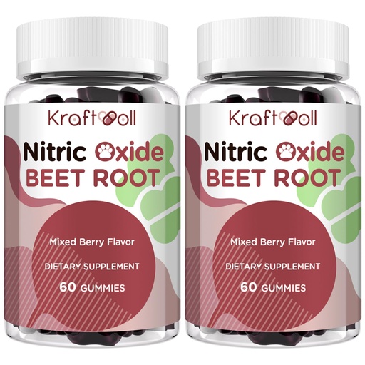 [BRSREYYKBMNAAADA] Nitric Oxide Beet Root Gummies – Sugar-Free Beet Chewables, Mixed Berry Flavor with Grapeseed Powder, Pomegranate, Vitamin C & B12 – Nitric Oxide Supplements for Men – 60 Gummies (2 Bottles)