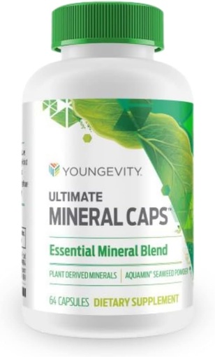 [BRSWIZAYAEDGODA5] Youngevity Ultimate Mineral Caps™ - 70+ Essential Full Spectrum Trace Minerals - Nutrient-Dense, Derived from Humic & Aquamin Seaweed (64 Capsule)