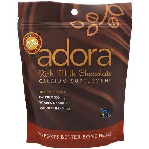 [BRSWGFAHDMGRAALF] Adora Calcium Supplement - Made with Milk Chocolate - 500 MG (30 Pieces)