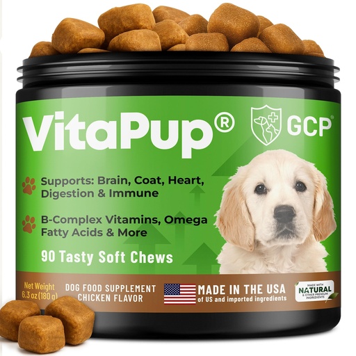 [BRSRAALYDF7A43L4] Guardian’s Choice VitaPup Puppy Vitamins Chews, Dog Vitamins for Growth, Digestion, Coat, Brain & Immune Support, Daily Multivitamin for Dogs with Omega 3, Biotin, & Calcium, 90 Tasty Soft Chews