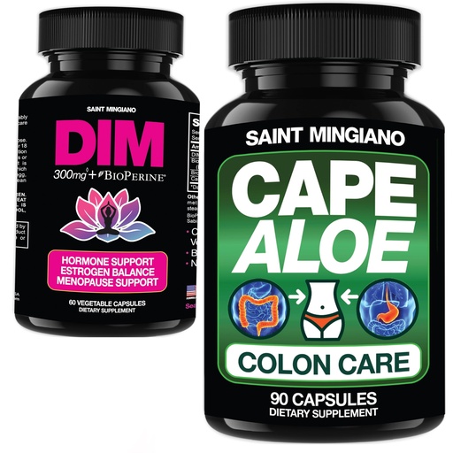 [BRSREHT3PINBE33X] Aloe Vera Capsules Detox & Flush - with - DIM Supplement 300 mg - Hormone Balance for Women