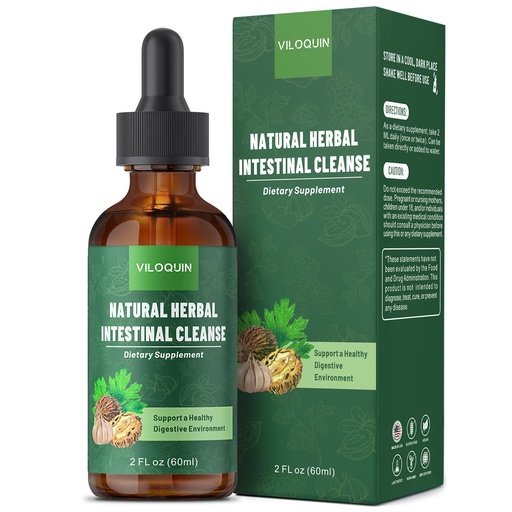 [BRSREZA2DEPWM2TX] Gut Cleanse Detox Liquid, Natural Herbal Intestinal Support with Oil of Oregano, Wormwood, Black Walnut, Clove, Garlic, 2 fl oz