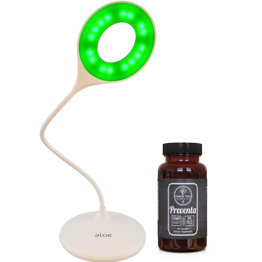 [BRSREA3QDJ4GY2DZ] Migraine Relief Bundle – Preventa Daily Supplement with PA-Free Butterbur, Magnesium, Riboflavin & Feverfew + 520nm Green Light Therapy Lamp for Headaches, Anxiety, Sleep & Light Sensitivity Support