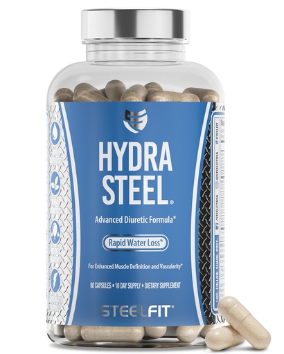 [BRSWGYABBZ5BQFLK] SteelFit Hydra Steel, Diuretic Water Pills Supplement with Dandelion & Added Electrolytes - Boost Water Weight Loss for Enhanced Muscle Definition - Water Retention & Bloat Relief - 80 Count
