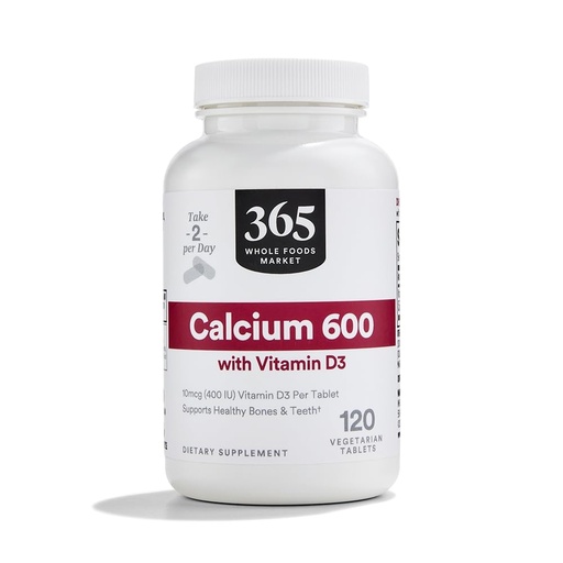 [BRSWKGYYA4OWKHIZ] 365 by Whole Foods Market, Calcium with Vitamin D3, 120 Vegetarian Tablets, 60-Day Supply