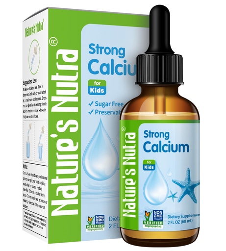 [BRSWKZAKAAJREGDC] Nature's Nutra Strong Calcium, Plus MenaQ7 K2, Premium Liquid Calcium for Baby, Infant and Children, Natural Flavor, Non-GMO, Kosher, 2 Fl. Oz (60ml)