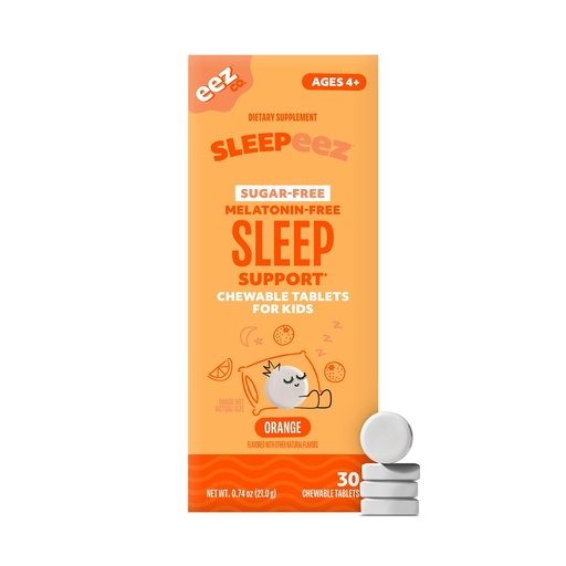 [BRSREFA6BN6WO23B] Lolleez Sleepeez by EEZ Co. Sugar-Free Chewable Tablets for Kids, Melatonin-Free, Orange, 30ct