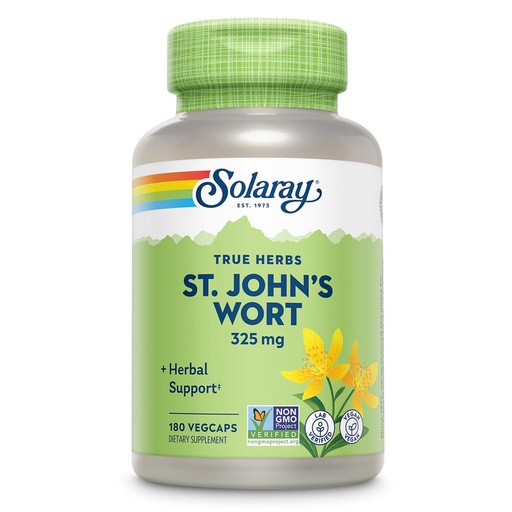 [BRSWIYTYCUPREYIZ] SOLARAY St Johns Wort 325 mg Whole Aerial - Health and Mood Support Supplement - 60-Day Money Back Guarantee - Non-GMO, Vegan, Lab Verified (180 VegCap, 180 Servings)