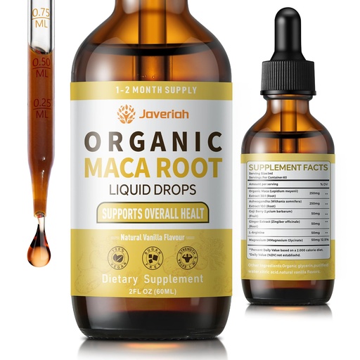 [BRSREHY3OZ5RS3L7] Organic Maca Root Liquid Drops with Ashwagandha,Goji Berry,Ginger,Magnesium and L-Arginine for Women and Men,Ashwagandha Maca Root Supplements Tincture 2 Fl Oz