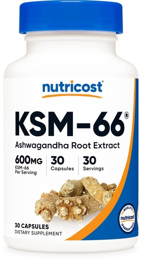 [BRSRAHQNDENAK3DZ] Nutricost KSM-66 Ashwagandha Root Extract 600mg, 30 Veggie Caps - 5% Withanolides - with BioPerine - Full-Spectrum Root Extract