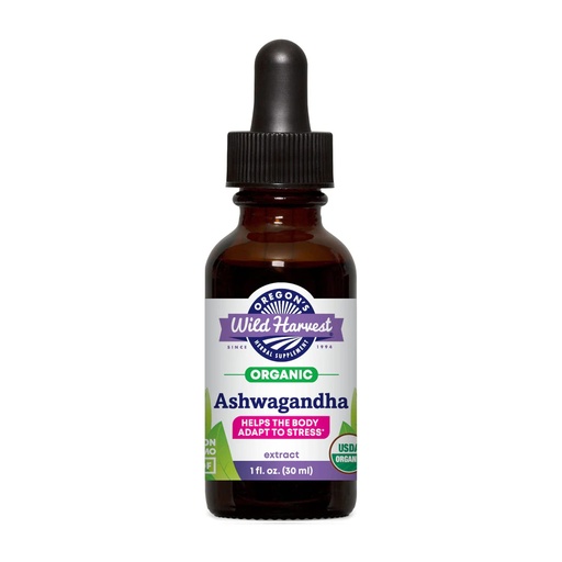 [BRSWIYDRA5YWCHI3] Oregon's Wild Harvest Ashwagandha Fresh 1:1 Organic Herbal Supplement, 1 Fluid Ounce