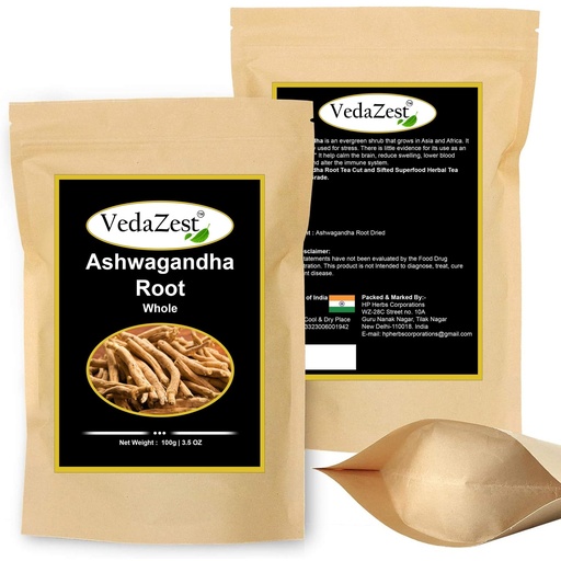 [BRSROCAZBENB4HLD] Organic Ashwagandha Root Whole Raw 100g/ 3.5 Oz | Organic Whole Ashwagandha Root Dried Sticks Withania somnifera (Indian Ginseng)