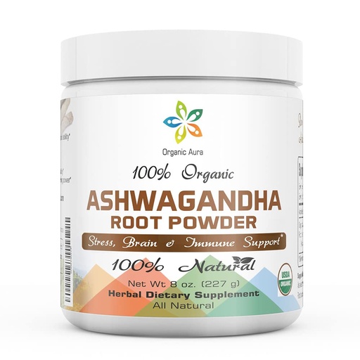 [BRSW2ZALAEHWEH3J] Certified Organic Ashwagandha Root Powder 8Oz -1/2Lb. Enhances Overall Health. 100% Pure Natural Herbal Supplement. No GMO. Gluten Free. Raw, Fresh and Original Withania somnifera.