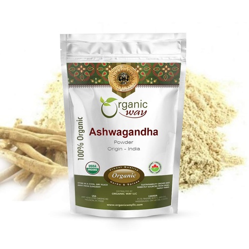 [BRSWYGQ7CAJWC3IV] Organic Way Premium Ashwagandha Root Powder (Withania somnifera) - Organic & Kosher Certified | Vegan | Non GMO & Gluten Free | USDA Certified | Origin - India (1/2 Lbs / 8Oz)