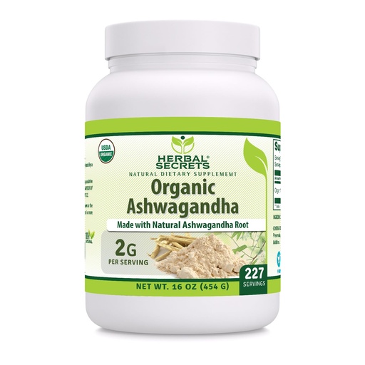 [BRSRO2QFOQCGYC3Z] Herbal Secrets Organic Ashwaganda Root Powder 16 Oz | Non-GMO | Gluten Free | Made in USA