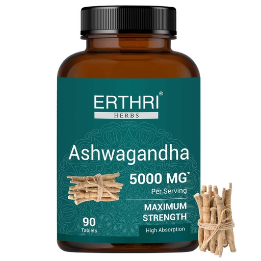 [BRSRAYYCCNYR4E3U] Ashwagandha Tablets 5000mg- 90 Count, Indian Ginseng, Ashwagandha Ayurvedic Supplement, Vegan & Paraben Free, No Preservative, Non-GMO - 90 Tablets (Pack of 1)