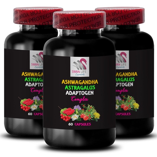 [BRSREZAPAV5QE336] ADAPTOGEN COMPLEX - ashwagandha powder capsules, panax ginseng herbal support, astragalus herb complex, holy basil extract formula, rhodiola rosea root supplement, maca root daily formula 3Bot