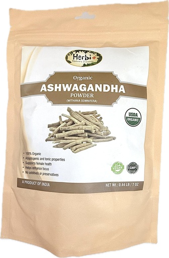 [BRSREZAEO4ARYCQY] Herbi+ Organic Ashwagandha Powder, 7 oz (0.44 lb)