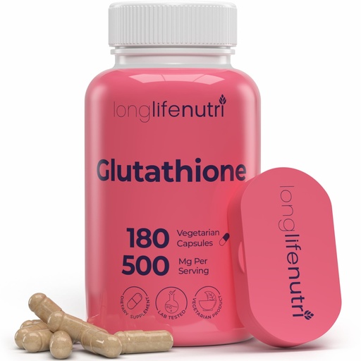 [BRSRABQYAANWA233] Reduced Glutathione 500mg – with White Milk Thistle and Alpha Lipoic Acid, 180 Vegetarian Capsules, Natural Antioxidant, 3-Month Supply, GMP Certified, Made in USA
