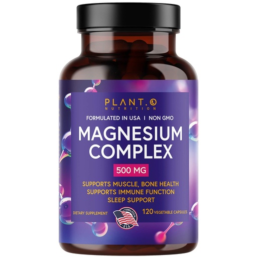 [BRSWYAANBMORQYLO] Plant.O Premium Magnesium Supplement [Vegan Oxide & Citrate, 500mg] High Absorption Complex for Sleep, Calm, Muscle Relaxer, Natural Energy, Non-GMO 120 Veggie Capsules