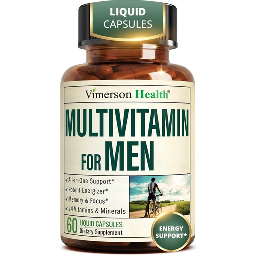 [BRSROBARCMAWACDO] Vimerson Health Multivitamin for Men: Vitamins, Minerals and Bioavailable D3 for Focus and Energy Support – Daily Mens Multivitamins and Multiminerals – 60 Liquid Capsules