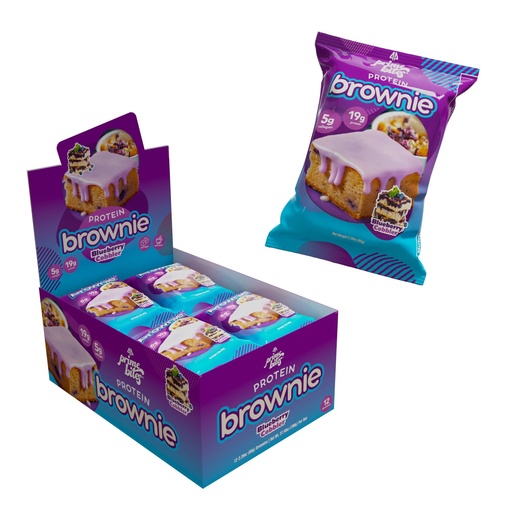 [BRSROHY3CUBROC3P] Prime Bites High Protein Brownie (12 Per Box, Blueberry Cobbler) - 19g of Protein, 5g of Collagen, Gluten Free, Low Sugar Treat, Delicious Protein Snack