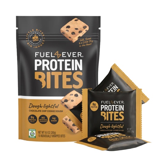 [BRSRGFIKCQNBMCLL] Fuel 4 Ever Protein Bites Chocolate Chip Cookie Dough | 8 G Protein Each | Certified Organic | 10 Individually Wrapped Bites