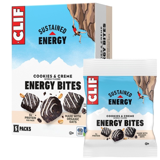 [BRSREBQNO4HAY2D3] CLIF BAR Energy Bites - Cookies & Creme - Made with Organic Oats - 6g Plant Based Protein - Non-GMO (5 Packs)