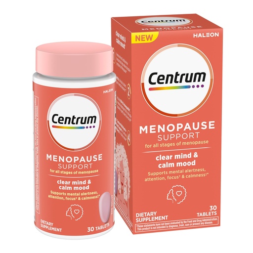[BRSROBI3DEJQGDTL] Centrum Clear Mind and Calm Mood Menopause Support Tablets, with Clinically Studied enXtra, 30 Count