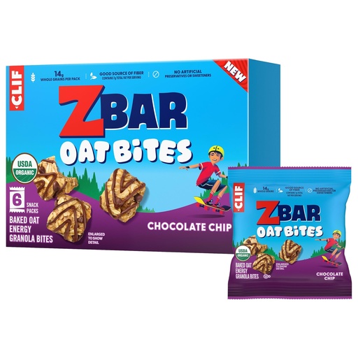 [BRSREBQNBEDRSHTG] Zbar Oat Bites - Chocolate Chip - Baked Oat Energy Granola Bites - USDA Organic Snacks for Kids - 14g Whole Grains (6 Snack Packs)