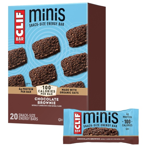 [BRSWGAQTBMPRADYY] CLIF BAR Minis - Chocolate Brownie Flavor - Made with Organic Oats - 4g Protein - Non-GMO - Plant Based - Snack-Size Energy Bars - 0.99 oz. (20 Pack)