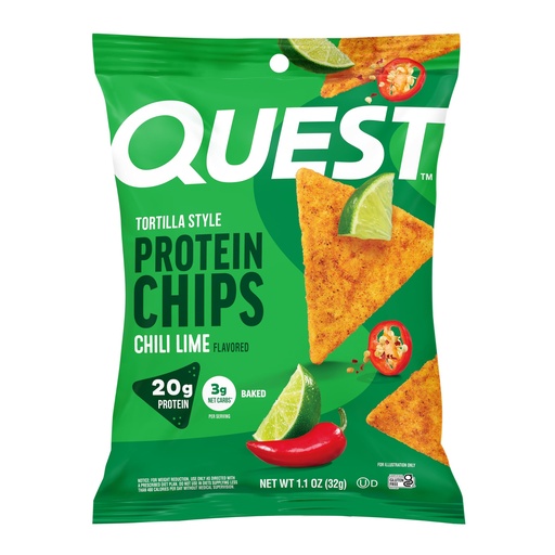 [BRSWGAA6CNYBYDQY] Quest Nutrition Chili Lime Tortilla Style Protein Chips, 20g Protein, 3g Net Carbs, Low Carb, Gluten Free, 1.1 oz (Pack of 12)
