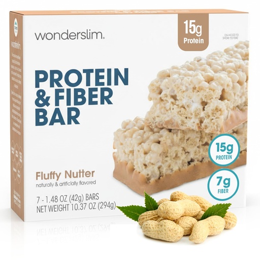 [BRSWKHYYBB7QMFA7] Wonderslim High Fiber Protein Bars, Fluffy Nutter | 15g Protein, 7g Fiber | Low Sugar, Low Carb | Healthy Indulgence | Satisfying, Supports Energy & On-the-Go Convenience, 7 Pack